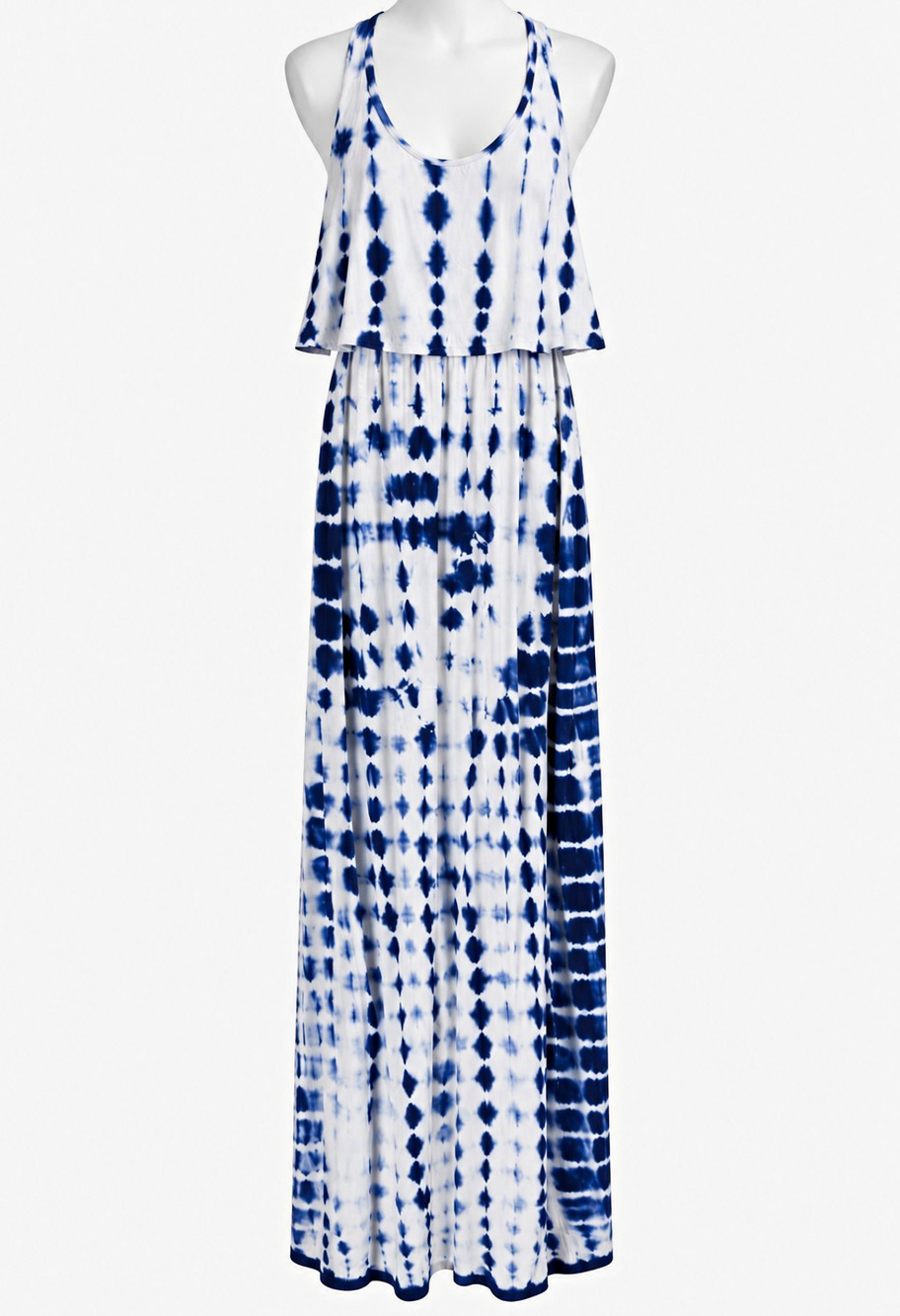 Cynthia Rowley Dress Womens Size M (S) Blue White Tie Dye V-Neck Sleeveless Maxi